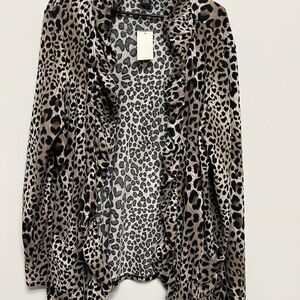 Simply French Leopard Print Open Front Cardigan XL